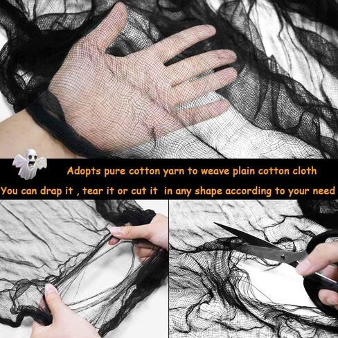 Black Creepy Cloth 8.75 Yards x 85" with Fabric Scary Spooky Gauze Halloween Decorations for Haunted House Horror Decor Home Yard Indoor Outdoor Office Wall Vampire Zombie Theme Party Supply in Saudi Arabia