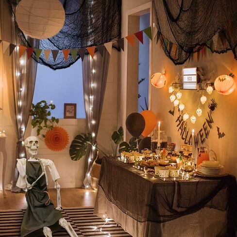 Black Creepy Cloth 8.75 Yards x 85" with Fabric Scary Spooky Gauze Halloween Decorations for Haunted House Horror Decor Home Yard Indoor Outdoor Office Wall Vampire Zombie Theme Party Supply in Saudi Arabia