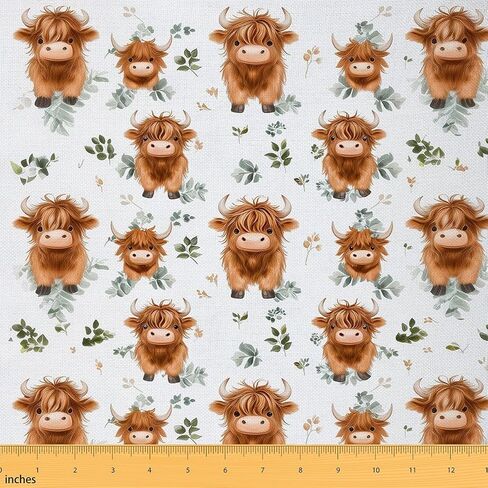 jejeloiu Highland Cow Fabric by The Yard Highland Cattle Upholstery Fabric Animal Soft Flannel Indoor Decor for DIY Sewing Craft Projects Western Decor 1 Yard in Kuwait