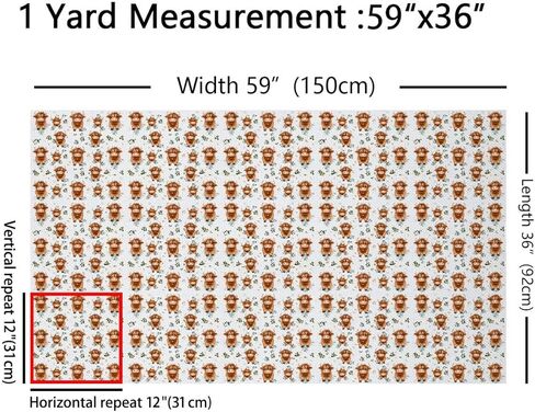 jejeloiu Highland Cow Fabric by The Yard Highland Cattle Upholstery Fabric Animal Soft Flannel Indoor Decor for DIY Sewing Craft Projects Western Decor 1 Yard in Kuwait