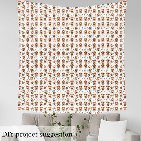 jejeloiu Highland Cow Fabric by The Yard Highland Cattle Upholstery Fabric Animal Soft Flannel Indoor Decor for DIY Sewing Craft Projects Western Decor 1 Yard in Kuwait