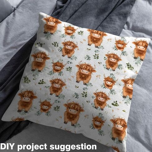 jejeloiu Highland Cow Fabric by The Yard Highland Cattle Upholstery Fabric Animal Soft Flannel Indoor Decor for DIY Sewing Craft Projects Western Decor 1 Yard in Kuwait