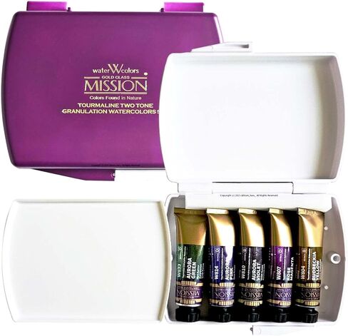 Mijello Mission Tourmaline Two-Tone Granulation Water Color Paint Unique texture Color retention Good Pigmentation for dramatic effect Art work & Craft_MGC-0405S_5 Colors (Spring) Set in Saudi Arabia