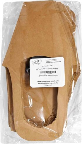50 Pack Kraft Paper Flower Bouquet Holders – Cardboard Floral Wrap Cones, DIY Bouquet Sleeves with Handles, Wedding, Florist, Gift Wrapping Supplies in Kuwait