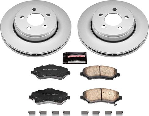 PowerStop Front Brake Kit for Dodge Nitro 2007-11 | Jeep Liberty 2008-12 - Fully-Coated Disc Rotors with Z17 Ceramic Brake Pads Replacement, CRK1631 in Kuwait