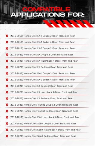 R1 Concepts Front and Rear Brake Kit Fits 2016-2021 Honda Civic| Ceramic Pads, Drilled Slotted Rotors| Hardware| 11.1" Front & 10.0" Rear in Kuwait