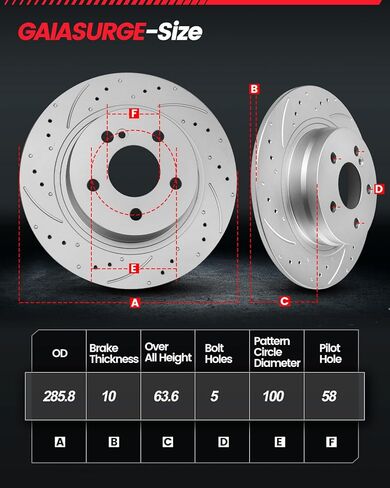 Rear Brake Pads and Rotors Kit Compatible with 2009-2013 Subaru Forester GEOMET Coated Drilled & Slotted Brake Rotors Pads [ 11.3in ], Automotive Replacement Brake Kit in Kuwait