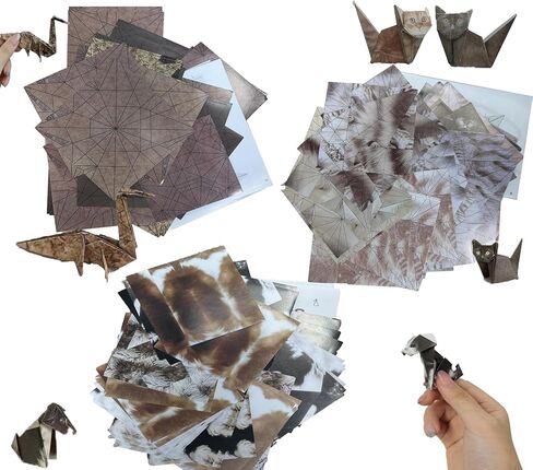 150 Sheets DIY Origami Paper to Fold, Fun 3D Paper Dog & Cat Dinosaur Models DIY Origami Paper Cats Set, Cute Pet Figures Fun Craft Activity Desk Decoration & Gift for Cat Lovers Adults in Saudi Arabia