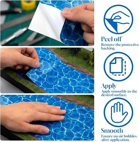 5 Pcs Ripple Water Sticker Artificial Ocean Sheet Decal Fake Lake River Scenery Effect Paper Self Adhesive Stream Pattern Sticker Dollhouse Floor DIY Decoration for Diorama Landscape Beach in Saudi Arabia
