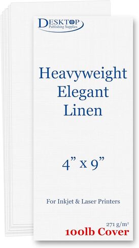 100 Pack Elegant Linen Menu Cards - 4" x 9", Extra Thick Heavyweight 100lb Cover (271 gsm) Cardstock - Printable Blank Cards for Weddings, Gift Certifications, Coupons, Restaurants in Kuwait