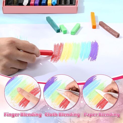 Watersay 144 Pcs Soft Pastels for Artists Color Pastels Set Square Chalk Sticks 12 Boxes 12 Assorted Colors Art Drawing Painting Supplies for Parties, Donations in Kuwait
