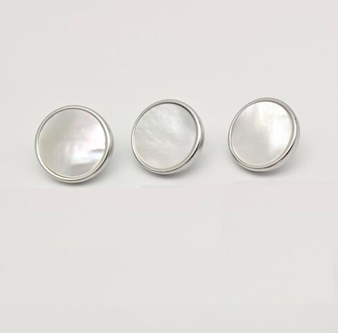 3 Pcs 20mm Natural Shell & Metal Combination Shank Buttons, Silver-White Tone, for High-End Men's & Women's Suits, Dress Shirts and Luxury Tailoring in Saudi Arabia
