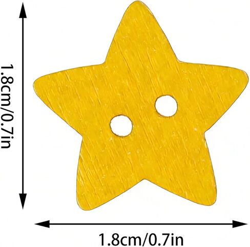 200 Pcs Colorful Wooden Star Buttons, 2 Holes Star Vintage Sewing Buttons, 18mm Hand Sewn Decorative Buttons for Clothes DIY Crafting Scrapbooking Card Making in Kuwait