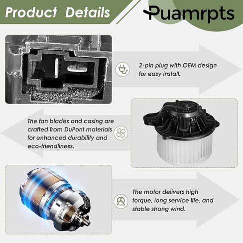 طقم محرك ومقاوم سخان HVAC الأمامي متوافق مع Hyundai Santa Fe 2015-2018، Santa Fe Sport 2015-2018، مع ATC، استبدال # 700259، RU946 in Saudi Arabia