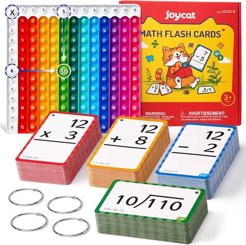 Flash Cards for Kids Ages 4-8, Math Flash Cards & Pop Fidget Chart, Math Manipulatives Game for Addition Subtraction Division Multiplication, Fit for Kindergarten 1st 2nd 3rd 4th 5th 6th Grade in Saudi Arabia