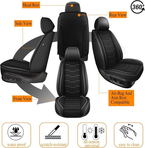 DISUTOGO Full Set Seat Covers for Kia Sportage 2009-2024 2025 2026 Waterproof Premium Leather for Sportage Car Seat Covers Compatible Airbag Automotive Seat Cushions(5 Seats, Black) in Saudi Arabia