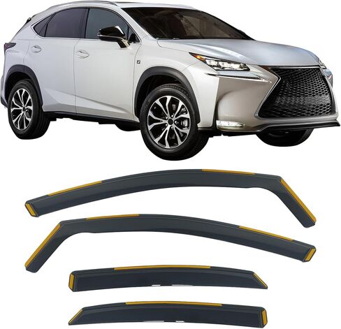 IKON MOTORSPORTS in Channel Window Visors Compatible with 2015-2021 Lexus NX All Models (NX200t NX300 NX300h), PC Polycarbonate Black Rain Guards, Side Window Wind Deflectors 4PCS in Kuwait