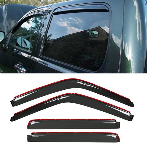 4Pcs In-Channel Window Visors Rain Guards Compatible with 1992-2000 Chevy GMC C/K 1500 2500 3500 Crew Cab, 1992-1999 Tahoe Suburban Yukon 4-Door, 1999-2000 Escalade, Dark Smoke Window Deflectors in Saudi Arabia