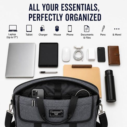 eBigValue Professional Laptop Shoulder Bag 11-12 Inch - Padded Messenger Crossbody with Magnetic Pocket, Adjustable Strap in Saudi Arabia