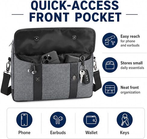 eBigValue Professional Laptop Shoulder Bag 11-12 Inch - Padded Messenger Crossbody with Magnetic Pocket, Adjustable Strap in Saudi Arabia