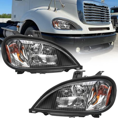 مجموعة المصابيح الأمامية aostirmotor مناسبة لـ 2004-2017 Freightliner Columbia، زوج المصابيح الأمامية الهالوجين (جانب السائق والركاب) in Kuwait