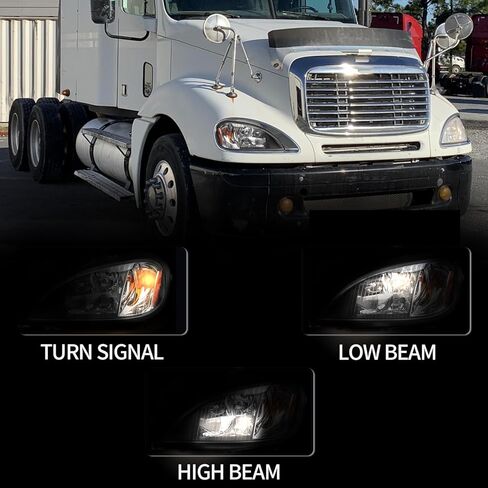 مجموعة المصابيح الأمامية aostirmotor مناسبة لـ 2004-2017 Freightliner Columbia، زوج المصابيح الأمامية الهالوجين (جانب السائق والركاب) in Kuwait