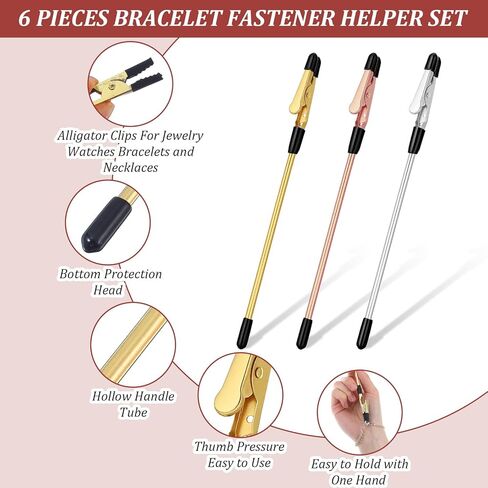 6 Pcs Fastening Metal Jewelry Clasp Helper, Bracelet Helper Tool to Put On Yourself, Bracelet Clasp Fastener Jewelry for Zipper Non Slip Rubber for Bracelets Watches Zippers in Saudi Arabia