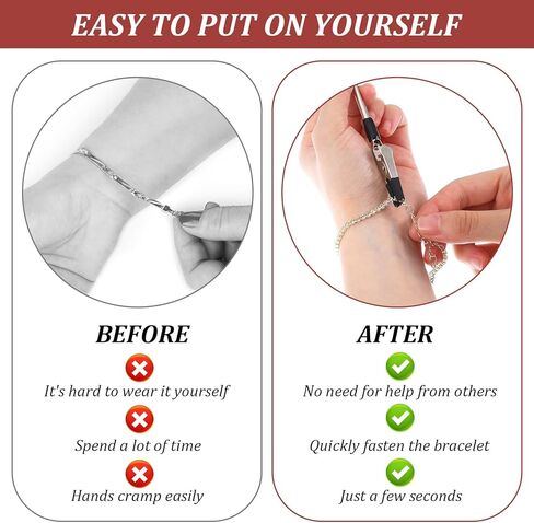 6 Pcs Fastening Metal Jewelry Clasp Helper, Bracelet Helper Tool to Put On Yourself, Bracelet Clasp Fastener Jewelry for Zipper Non Slip Rubber for Bracelets Watches Zippers in Saudi Arabia