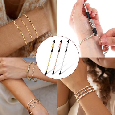 6 Pcs Fastening Metal Jewelry Clasp Helper, Bracelet Helper Tool to Put On Yourself, Bracelet Clasp Fastener Jewelry for Zipper Non Slip Rubber for Bracelets Watches Zippers in Saudi Arabia