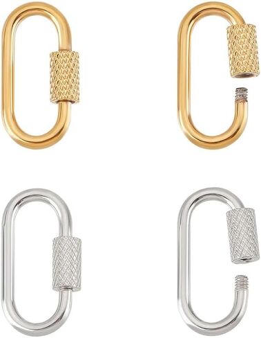 UNICRAFTALE 6Pcs 3 Colors 18K Gold Plated Oval Screw Carabiner Lock 21mm Long Stainless Steel Screw Locking Keychain Carabiner Clasp Metal Keychain Clip Hook Quick Link for DIY Jewelry Making Handbag in Kuwait