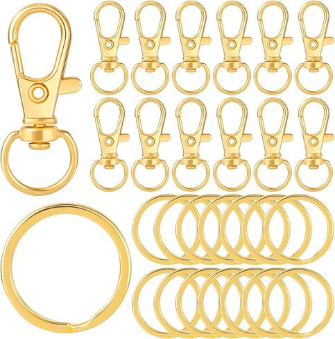 50 Pcs Lobster Claw Clasps for Keychains, Gold Key Rings, Zinc Alloy Keychain Accessories, Lobster Claw Clasps for Keychains, Jewelry, Crafts in Saudi Arabia