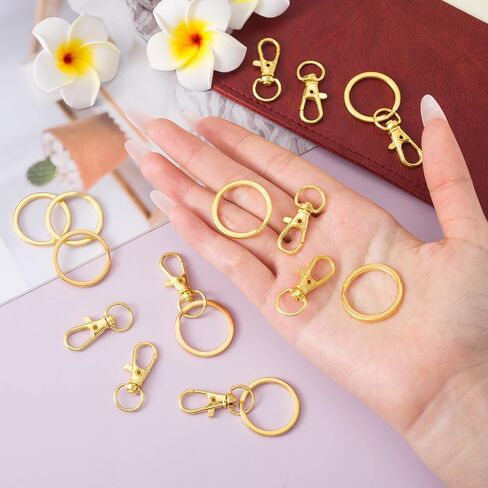 50 Pcs Lobster Claw Clasps for Keychains, Gold Key Rings, Zinc Alloy Keychain Accessories, Lobster Claw Clasps for Keychains, Jewelry, Crafts in Saudi Arabia