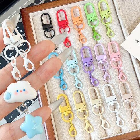 50 قطعة مشبك جراد البحر الملونة السنانير المفاتيح عشوائي Keychain بها بنفسك المفاتيح موصل خاتم رئيسي صنع مشبك اكسسوارات ، 4.6 سنتيمتر in Kuwait