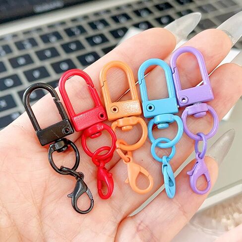 50 قطعة مشبك جراد البحر الملونة السنانير المفاتيح عشوائي Keychain بها بنفسك المفاتيح موصل خاتم رئيسي صنع مشبك اكسسوارات ، 4.6 سنتيمتر in Kuwait