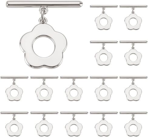 15Pcs 18K Gold Plated Toggle Jewelry Clasps T-Bar Closure Clasps Extender Flower OT Toggle Connectors for Jewelry Findings Making Accessory Supplies DIY Craft Bracelet Necklace in Kuwait