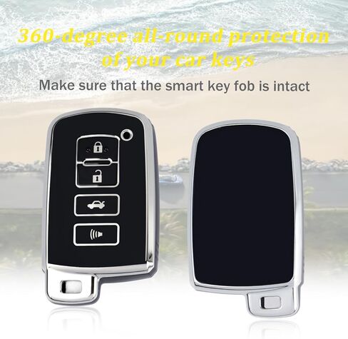 WJS Key Fob Cover,Car Key Case Shell Protector Compatible with 2011-2019 Toyota Avalon Camry Corolla RAV4 Highlander Sequoia (Black) in Saudi Arabia