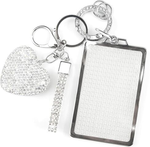 Key Fob Cover with Diamond Keychain Fit for Tesla Car Key Holder Case Compatible with Tesla Model 3 and Model Y Smart Remote Key Protector for Women, (White-Heart) in Saudi Arabia