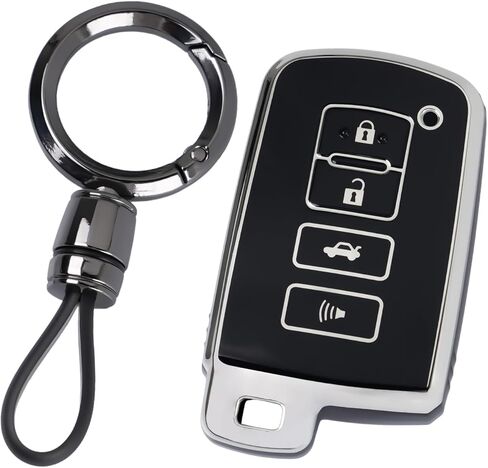 WJS Key Fob Cover,Car Key Case Shell Protector Compatible with 2011-2019 Toyota Avalon Camry Corolla RAV4 Highlander Sequoia (Black) in Saudi Arabia