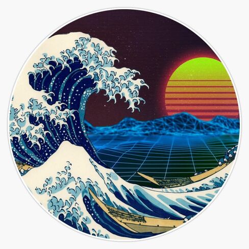 Synthwave Space: The Great Wave Off Kanagawa ملصق ملصقات للسيارة متعددة الأشكال ملصق حائط من الفينيل‏ 5" in Kuwait