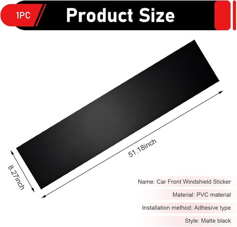 Car Windshield Banner Sticker, Waterproof Vinyl Windshield Tint Strip, Vehicle Exterior Windscreen Sun Visor Decoration Sticker, Universal for Car Truck, SUV, RV (Matte Black) in Saudi Arabia