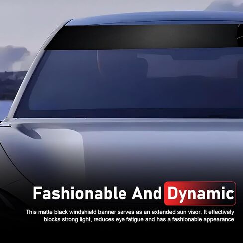 Car Windshield Banner Sticker, Waterproof Vinyl Windshield Tint Strip, Vehicle Exterior Windscreen Sun Visor Decoration Sticker, Universal for Car Truck, SUV, RV (Matte Black) in Saudi Arabia