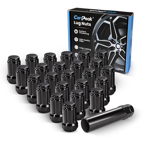 1/2‑20 Lug Nuts 23pcs, Replacement Fit for Wrangler 1987‑2018, Liberty 2002‑2012, Grand Cherokee 1993‑2010, 17mm Hex, Black Closed End Short Nuts with Socket Key in Saudi Arabia
