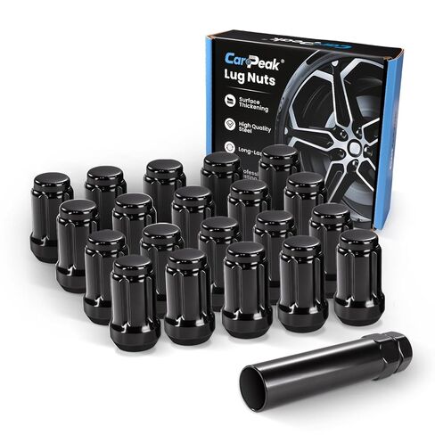 1/2‑20 Lug Nuts 23pcs, Replacement Fit for Wrangler 1987‑2018, Liberty 2002‑2012, Grand Cherokee 1993‑2010, 17mm Hex, Black Closed End Short Nuts with Socket Key in Saudi Arabia
