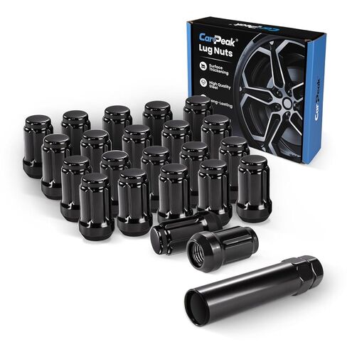 1/2‑20 Lug Nuts 23pcs, Replacement Fit for Wrangler 1987‑2018, Liberty 2002‑2012, Grand Cherokee 1993‑2010, 17mm Hex, Black Closed End Short Nuts with Socket Key in Saudi Arabia