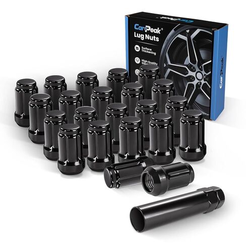 1/2‑20 Lug Nuts 23pcs, Replacement Fit for Wrangler 1987‑2018, Liberty 2002‑2012, Grand Cherokee 1993‑2010, 17mm Hex, Black Closed End Short Nuts with Socket Key in Saudi Arabia
