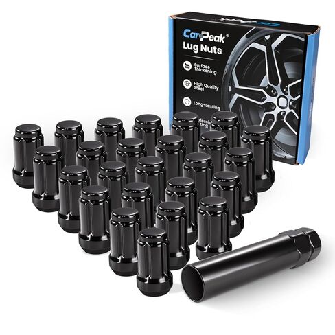 1/2‑20 Lug Nuts 23pcs, Replacement Fit for Wrangler 1987‑2018, Liberty 2002‑2012, Grand Cherokee 1993‑2010, 17mm Hex, Black Closed End Short Nuts with Socket Key in Saudi Arabia