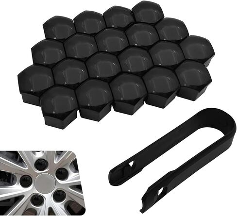 20 PCS Tire Lug Nut Covers, 17MM Hexagonal Wheel Lug Nut Caps with Removal Tool, Dustproof Wheel Center Nut Caps, Suitable for Most Cars (Red #17M) in Saudi Arabia