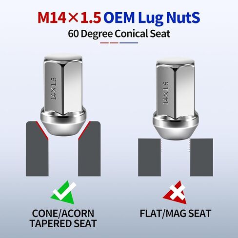 24 Pcs 14x1.5 OEM Lug Nut Thread Size M14-1.5 Wheel Lugnuts, 1.75 inch(45mm) Height 7/8" Hex(22mm) Fits Chevy Silverado GMC Sierra 1500, Colorado Canyon, Cadillac Escalade, GM 9596070 611-236 in Saudi Arabia