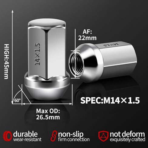 24 Pcs 14x1.5 OEM Lug Nut Thread Size M14-1.5 Wheel Lugnuts, 1.75 inch(45mm) Height 7/8" Hex(22mm) Fits Chevy Silverado GMC Sierra 1500, Colorado Canyon, Cadillac Escalade, GM 9596070 611-236 in Saudi Arabia