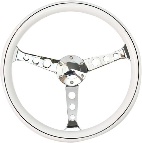 380 mm (15 inches) Wood Steering Wheel-Classic - ABS Wood with Polished Spokes 3 Aluminum Spoke Bracket 6 Bolts,Dish Depth 60MM-Universal Fit in Saudi Arabia